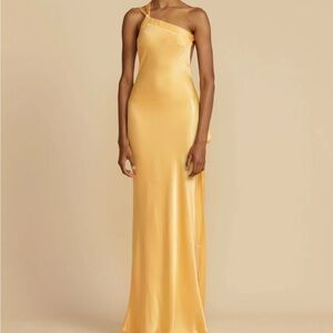 Elegant One Shoulder Yellow Dress